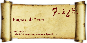 Fogas Áron névjegykártya